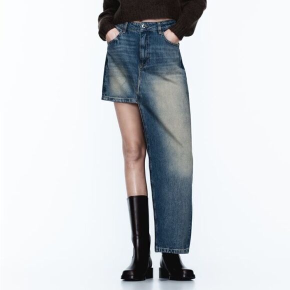 ZARA Z1975 ASYMMETRIC DENIM SKIRT - Picture 2 of 15